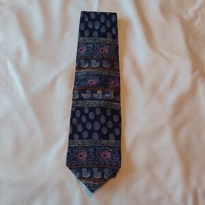 J. Garcia Collection Nine Snail Garden Blue and Purple Patterned Tie